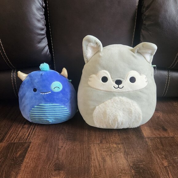 Squishmallows 12" Oakley the Sage Green Wolf Plush Toy Rinz  Blue Monster 7.5 - Picture 1 of 5